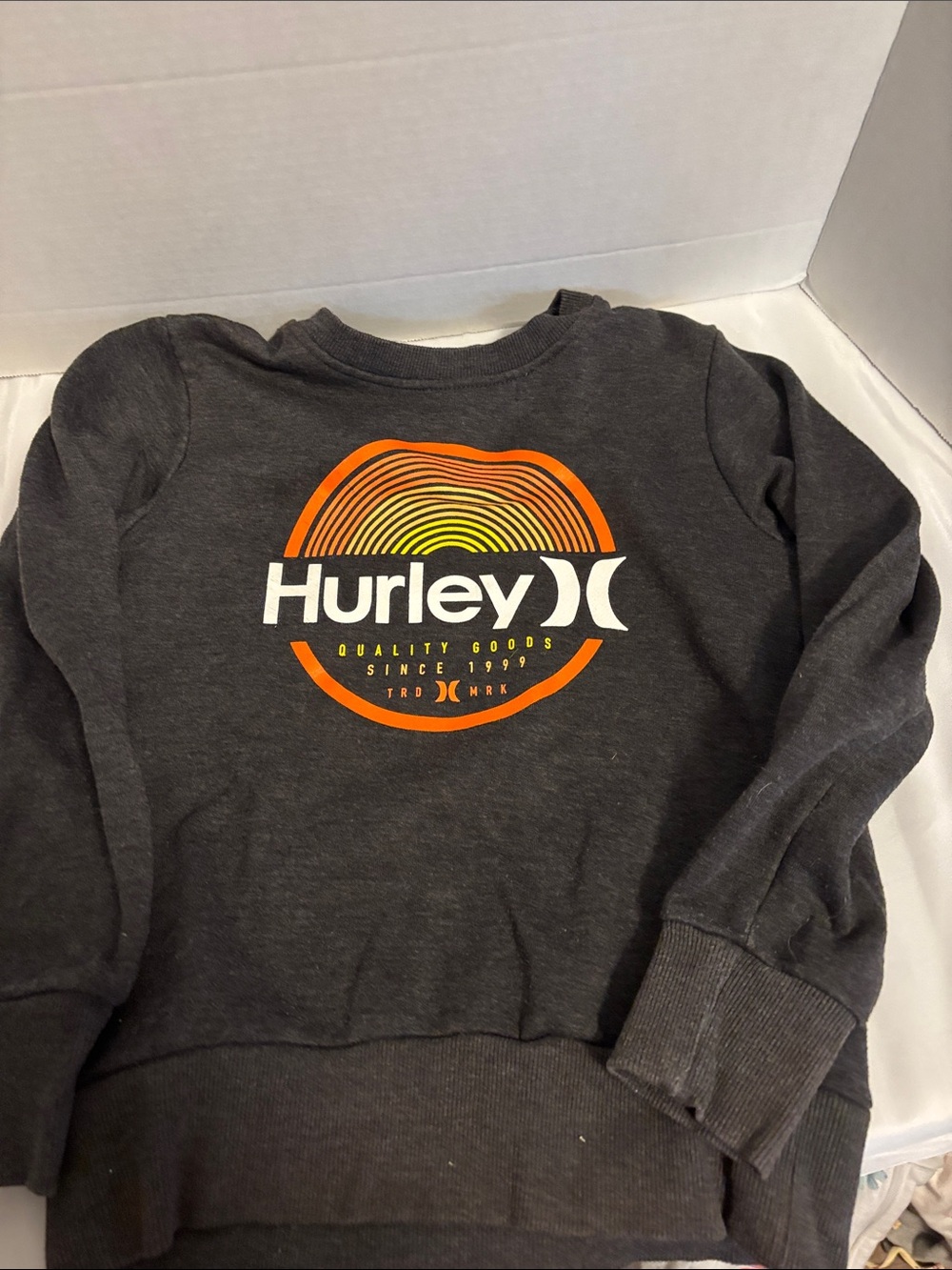 Hurley Charcoal Crewneck with Orange and Yellow Logo